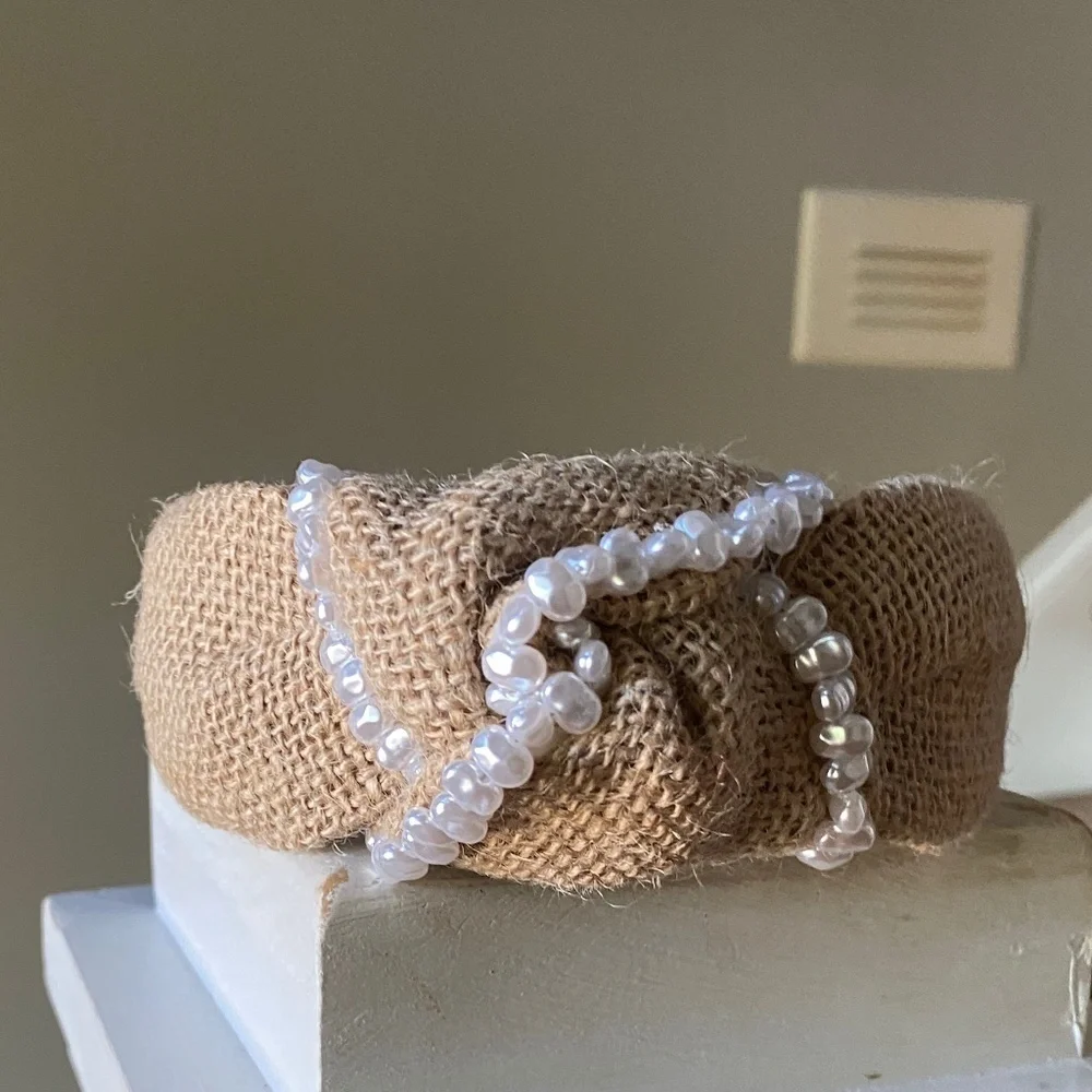 Anthropologie Violet and Brooks Embellished Jute Headband